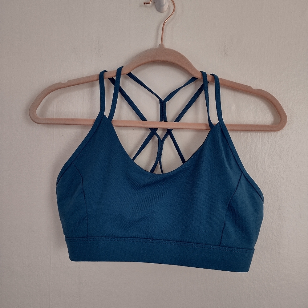 Teal Wire Free Pullover Sports Bra Strappy Back Size L